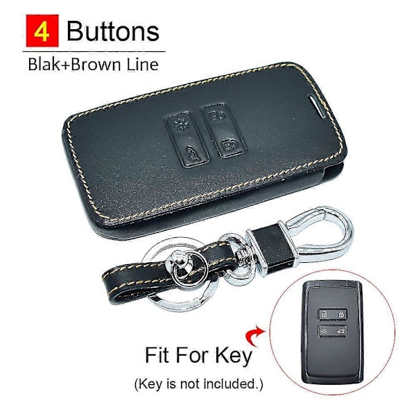 Läder Bilnyckelskydd För Renault Captur Koleos Kadjar Arkana Megane Dacia Duster Sandero Stepway Smart Fjärrkontroll Nyckelringar Fodral with Brown Line
