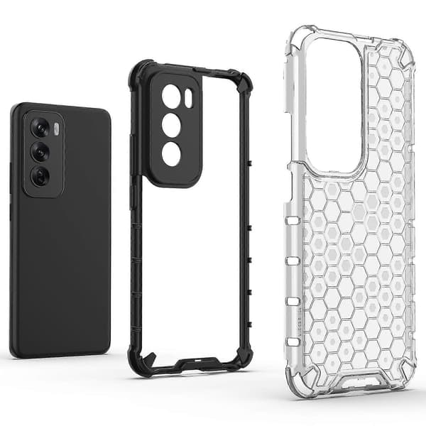 Skal för Oppo Reno12 5G PC+TPU Telefonfodral Vaxkakeform Stötdämpande Grey