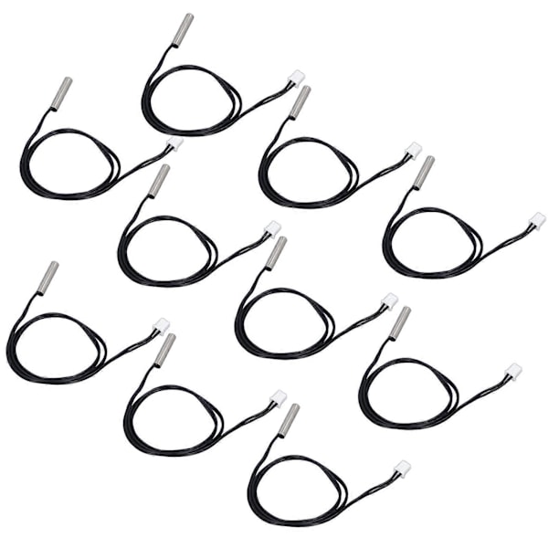 10 stk. Temperatursensorprobe NTC Termistor Temp Transduser 5x25mm Sylindrisk Hode 500mm 100K B3950