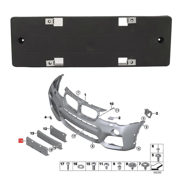 Frontnummerpladeholder 51138056969 Stabil Støtte Nummerpladebeslag til X3 X4