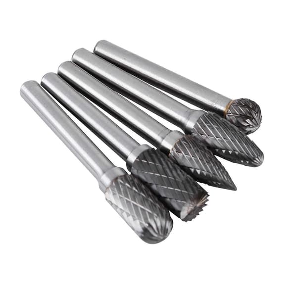 5 stk. Tungsten Stål Slibebør 6mm Skaft 10mm Hoved Roterende Skærebits Sæt