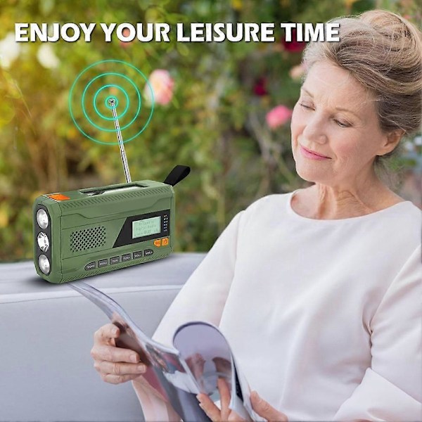 Pieni käsikampi Bluetooth-radio +//FM-radio 4500 MAh aurinkovoimalla toimiva hätäradio LED-taskulampulla, SOS-hälytys