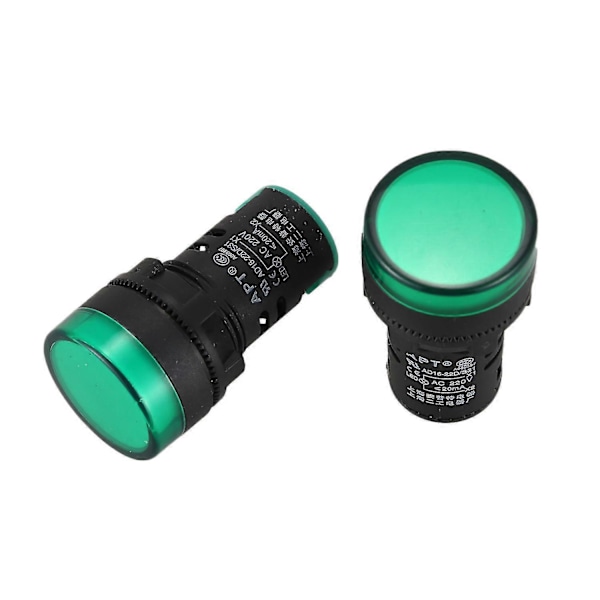 Sourcingmap 2 stk. AC220V Grøn LED Strømindikator Pilot Signallampe 22mm Dia