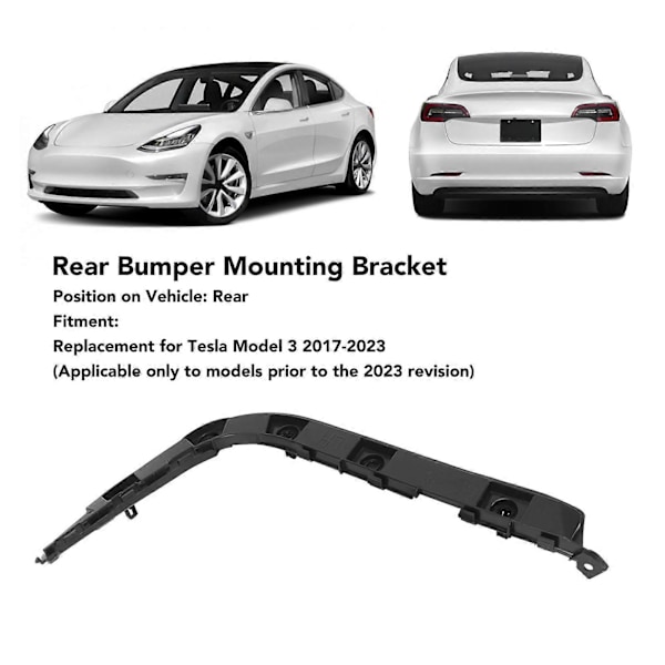 Sidekofanger Støttebeslag Robust Beskyttende Bagkofanger Monteringsbeslag Udskiftning til Tesla Model 3 Venstre Side: 1083988 00 I