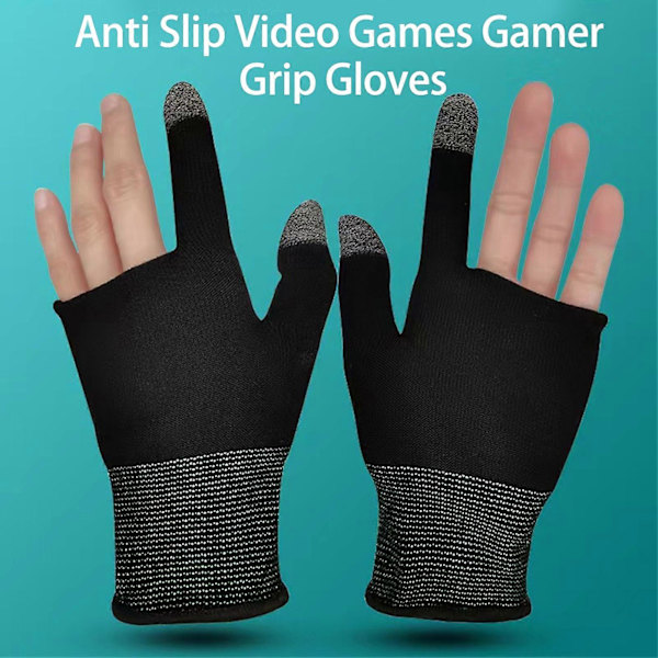 1 Par Spelgrepphandskar Tvåfingers Touch Super Svettsäker Ingen Fördröjning Hög Känslighet Andningsbar Känslig Pekskärm Fingertoppshandskar Skydd Gam