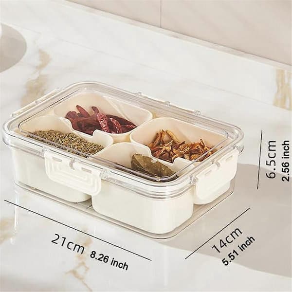 Delad serveringsbricka med lock, grönsaksbricka, portabel snackbox, matbehållare för godis, frukt, nötter