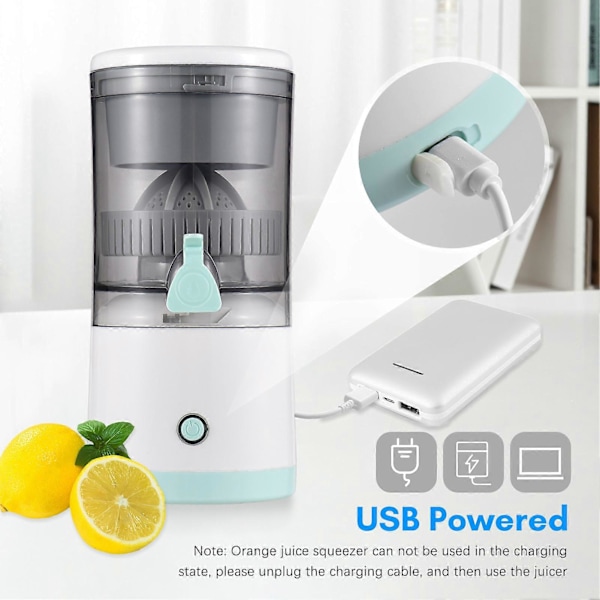 Elektrisk Appelsinjuicer Håndfri Bærbar Citrus Juicer til Appelsin Citron Æble Tomat Drue USB Drevet Aftagelig & Vaskbar