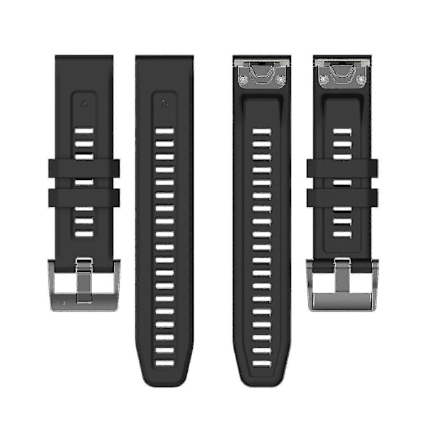 Silikonarmbånd 26 mm for Garmin Fenix 7x/6x/5x klokke Black