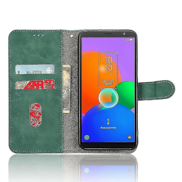 Til Tcl 403 Mobiltelefon Etui Stativ Tegnebog Stødsikker Tpu+pu Læder Telefon Cover Green