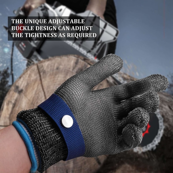 Blå Säkerhet Skärsäker stickbeständig Rostfritt stål Mesh Butcher Glove Högpresterande nivå 5 Skyddsstorlek S