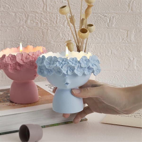 Flicka Betongvas Silikonform DIY Ljusburk Form Blomkruka Gips Epoxiharts Formar Heminredning