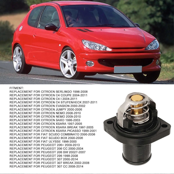 Termostathus til motorkølevæske, 9630066780, erstatning for Citroen Berlingo C4 I Evasion Jumpy Saxo Xsara