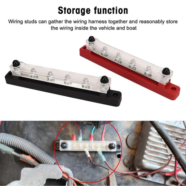 2 STK Batterisamleskinne Sort Rød DC12V til 48V 150A M6 Terminal 6 Studs til RV Bil Skib Yacht Strømsystem