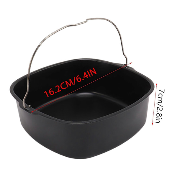 Kakeform for frityrtilbehør Metall Non-stick belegg Bakeform Kakeform Frityrkoker Bakeplate med håndtak 7in