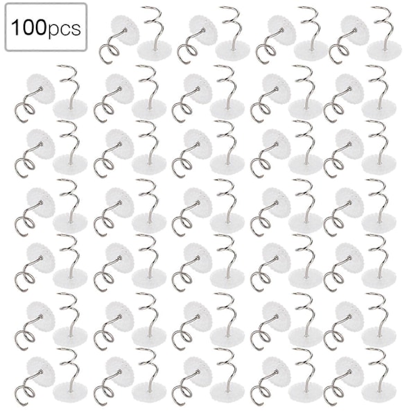 100 stk. vridd stift i rustfritt stål, transparent ABS, sklisikker, sofa, fast spiralspiker (spiralvridd stift)