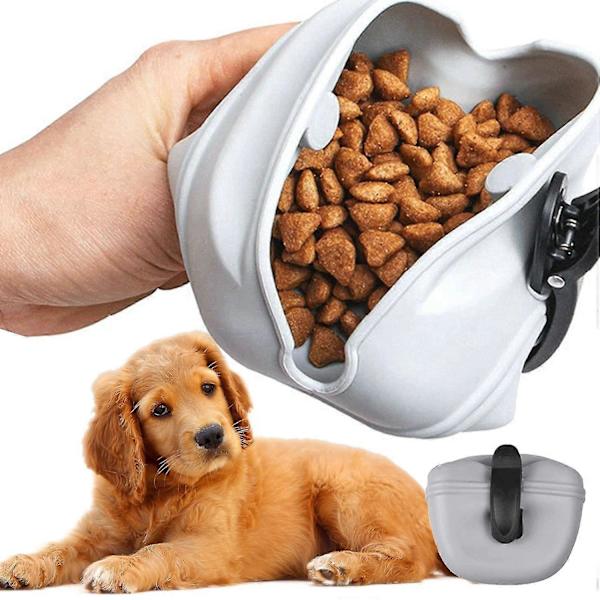650 ml hundegodbidpose med magnetisk lukning, taljeklips, stor kapacitet, bærbar træningstaske til kæledyrshunde Grey