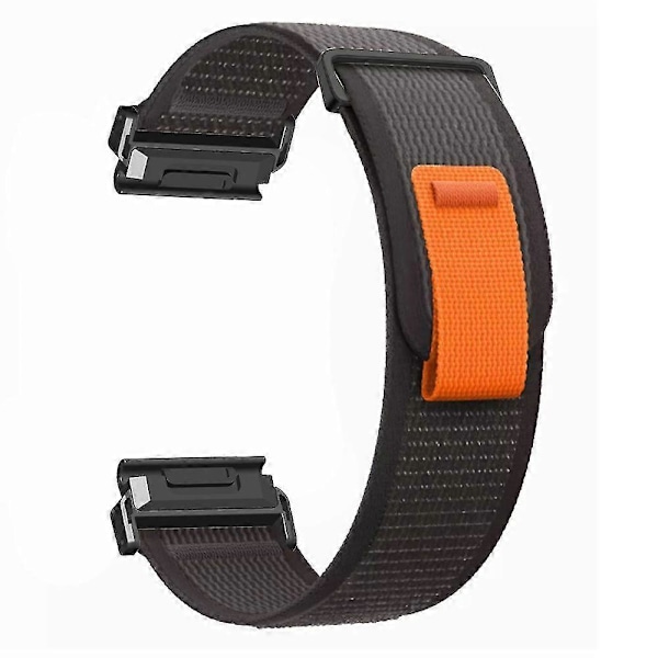 Til Coros Vertix 2 / Garmin Fenix 7X / 6X / 5X 26mm Trail Loop Nylonbånd Blød Urrem - R Black  Black Black