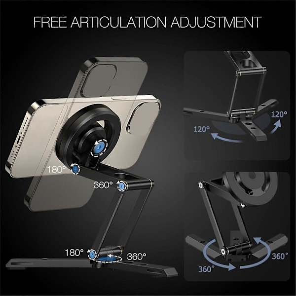 Sammenleggbart Magnetisk Tripod Telefonstativ Smartphone Skrivebordsholder for 15 14 13 12 Magnetstativ