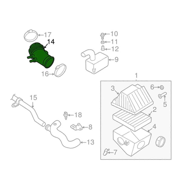 Motor Luftinntaksslange 16578 4S100 EPDM Gummi Luftmengdemåler Boot Erstatning for Frontier Xterra
