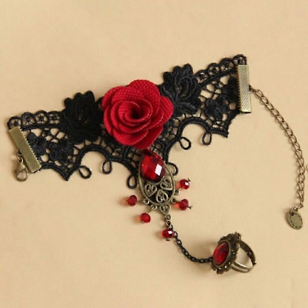 Unikt Handsele Armband Elegant Rosdekor Svart
