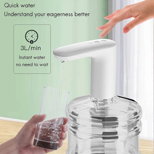 Automatisk Elektrisk Vanndispenser Husholdnings Gallon Drikkeflaske Bryter Smart Vannpumpe Hvit