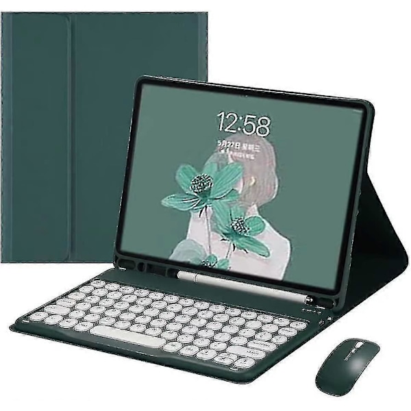 Ipad Mini 6 2021 Värillinen Näppäimistö Kotelo Hiiri Söpö Pyöreä Näppäin Ipad Mini 6. Sukupolvi 8.3 Tuuman Langaton Bluetooth Irrotettava Näppäimistösuoja Kynätelineellä dark green