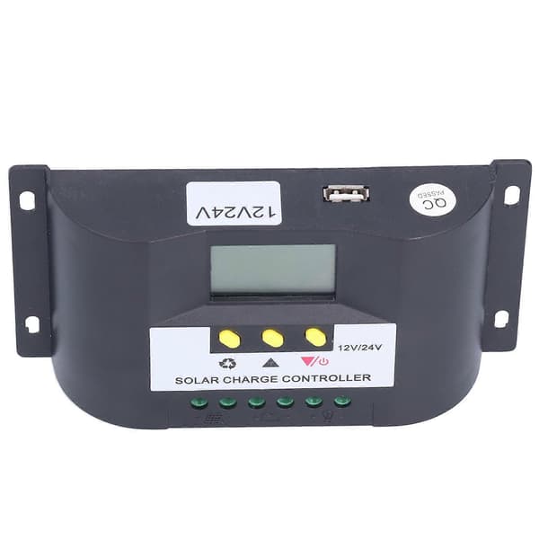 Intelligent Solcelleladeregulator med Justerbare Timerkontrollmoduser LCD-skjerm Solcellekontroller for DC-laster 10A