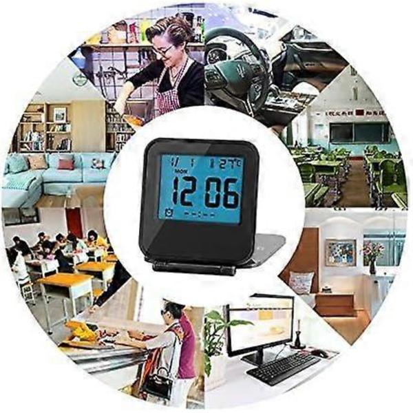 Mini Sammenleggbar Digital Vekkerklokke Multifunksjonell LED-klokke Bærbar