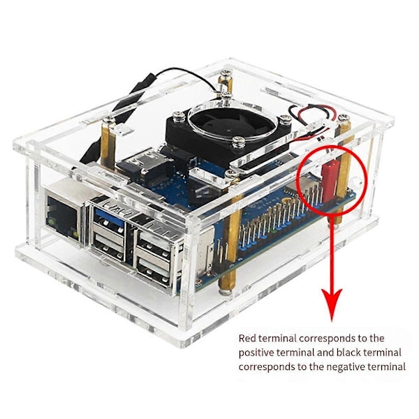 Akrylcover til OrangePi 5Pro, transparent akrylcover til OrangePi 5 Pro med køleventilatorantenne A