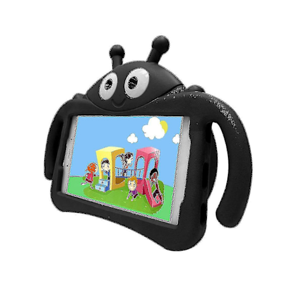 Lasten leppäkerttukotelo Samsung Galaxy Tab A7 Lite 8.7 T220 T225 2021 -tabletille, jalustallinen kestävä iskunkestävä suojakuori T Black