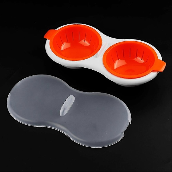 Kaksikerroksinen Mini Munankeitin Aamiaiskeitin Mikroaaltouuniin (Oranssi)