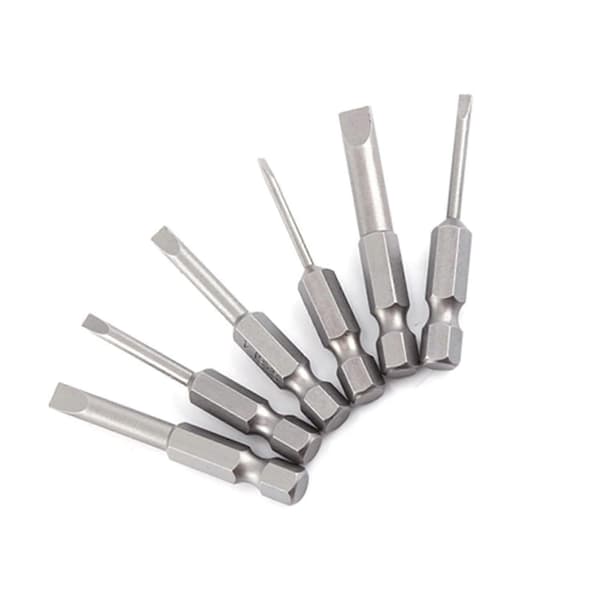 6 stk. 50mm 2.0-6.0mm 0.25\" Hex Skaft S2 Legering Flad Hoved Magnetisk Tip Slids Skruetrækker Bits