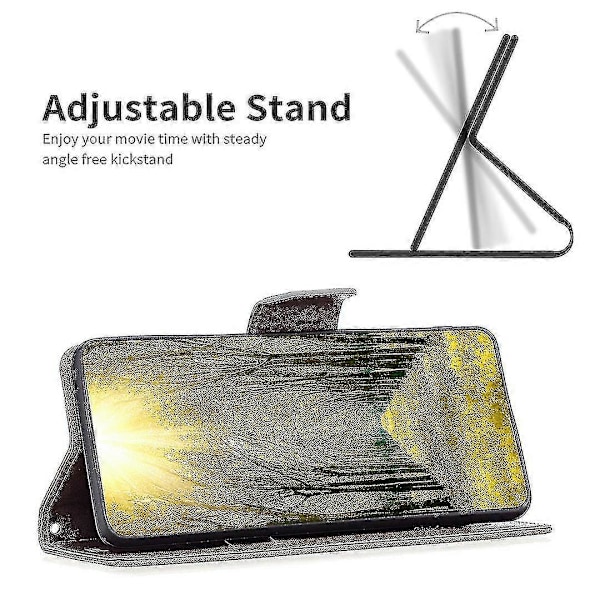 Til Nokia G22 Sommerfugl Præget Pung Stand Telefon Læder Etui Telefon Cover Med Rem Grey