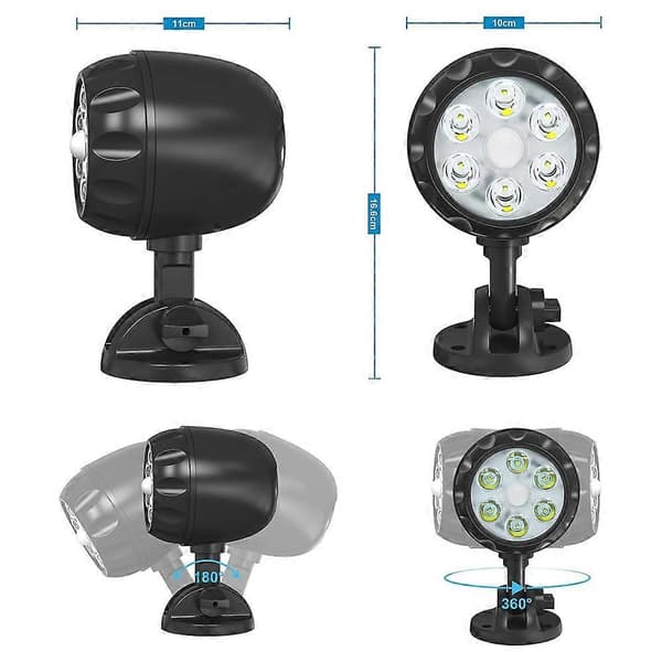 Batteridriven Rörelsesensorlampa Utomhus Batteridrivna Rörelsesensorlampor Utomhus 6 LED - 6000K Auto På/Av 2-pack