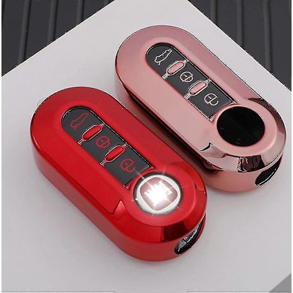 Th Button Fiat 500 Nyckelskydd Fiat Nyckelskal Silikon 2st Rosa