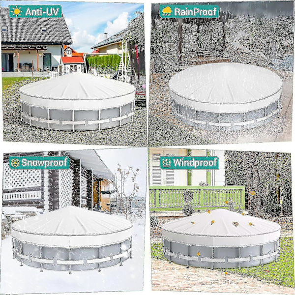 Poolskydd, vindtätt runt uppblåsbart poolskydd, dammtätt vattentätt poolskydd för familjepooler, badtunnor, spa, uppblåsbara pooler 12FT
