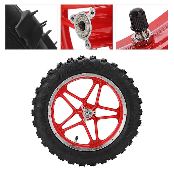 2.510 tum Bakre Hjul Gummidäck Halkskyddsbyte Passar för 47cc 49cc 2-takts Mini Dirt Bike (Röd)