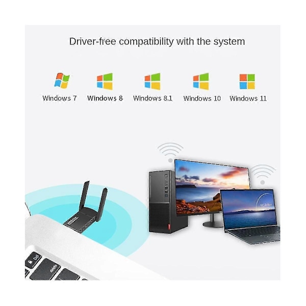 2.4g/5g Dual Band Usb Wifi Adapter 1300mbpsusb Wifi Dongle Usb 3.0 Antenne Mottaker Nettverkskort Wi