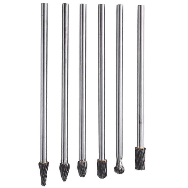 6 stk. Wolframcarbid Aluminium Roterende File Sæt 6mm Skaft 10mm Skærediameter