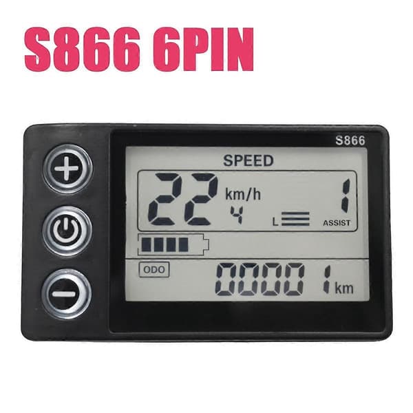 24V 36V 48V 60V S866 Kontrollerpanel Instrumentbräda Vattentät 6PIN Elektrisk Cykel LCD-Display för Elektrisk E-Bike Scooter