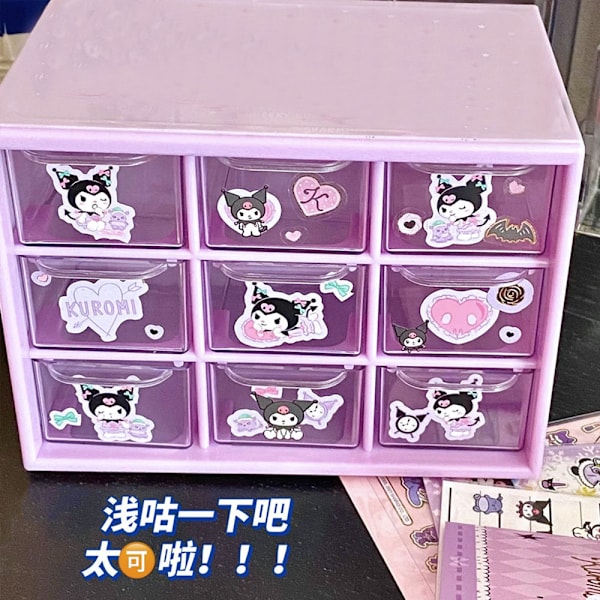 Sanrio Kuromi Kawaii Anime Klistermärken Tillbehör DIY Förvaringslåda Kuromi C