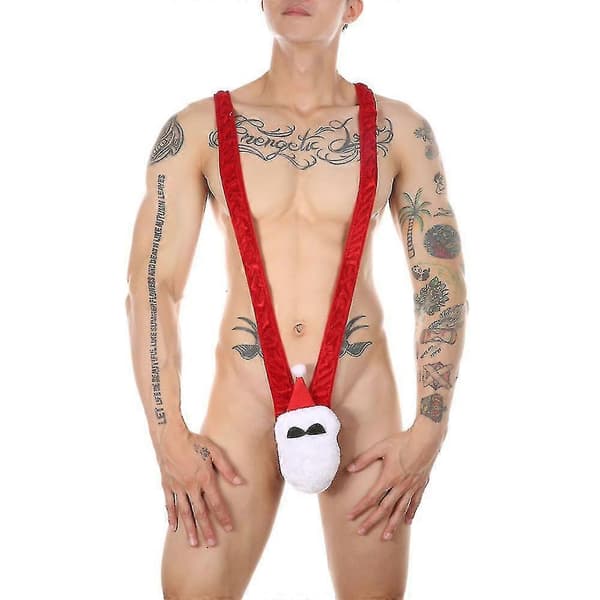 Jule Jockstrap for Menn Julenissen Mankini Stringtruser Leotard Sexy Undertøy Truser Bodysuit