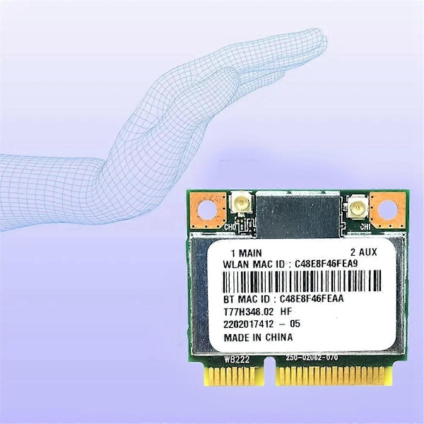 AR5B22 AR9462 WiFi-kortti + Sisäiset antennit 300Mbps 2.4G/5G Dual Band BT4.0 Mini PCl-E WiFi-sovitin Windows 7/8/10:lle