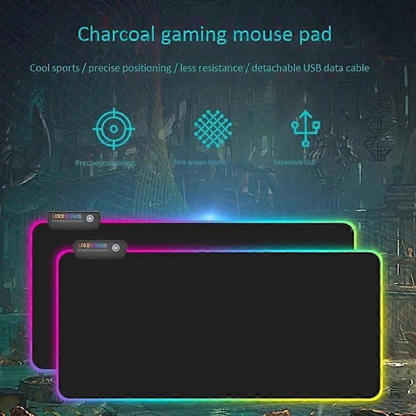 LED Extra Tangentbord Pad Stor Mjuk Gaming Musmatta RGB Ljus Överdimensionerad Lysande 7 Färger Mattor för PC/Laptop, Stor