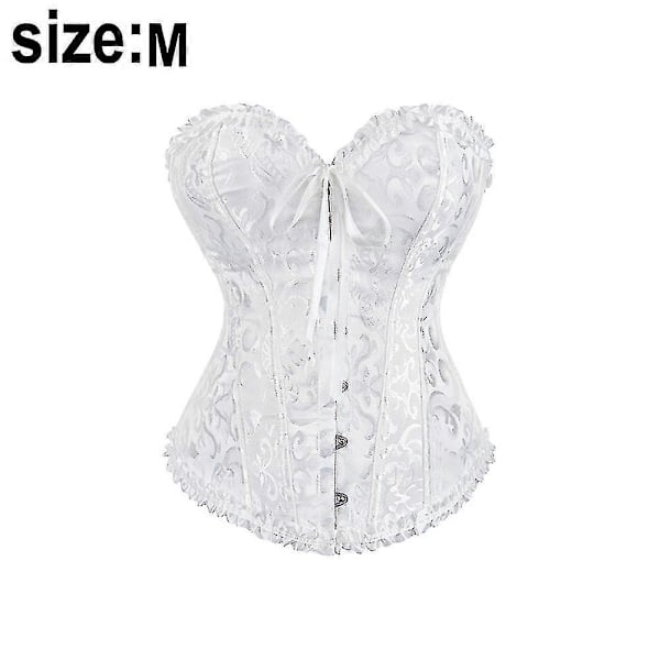 Naisten nauhallinen luilla tuettu Overbust-korsetti Bustier-alusvaatteet Bodyshaper-toppi Prinsessakorsetti White -m