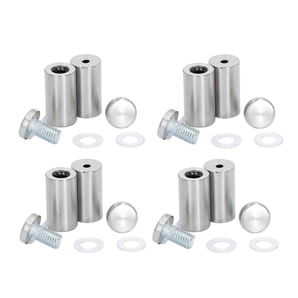 12 stk. Avstandsskruer Rustfritt Stål Veggskilt Reklame Hardware Spiker for Akryl 19x40mm