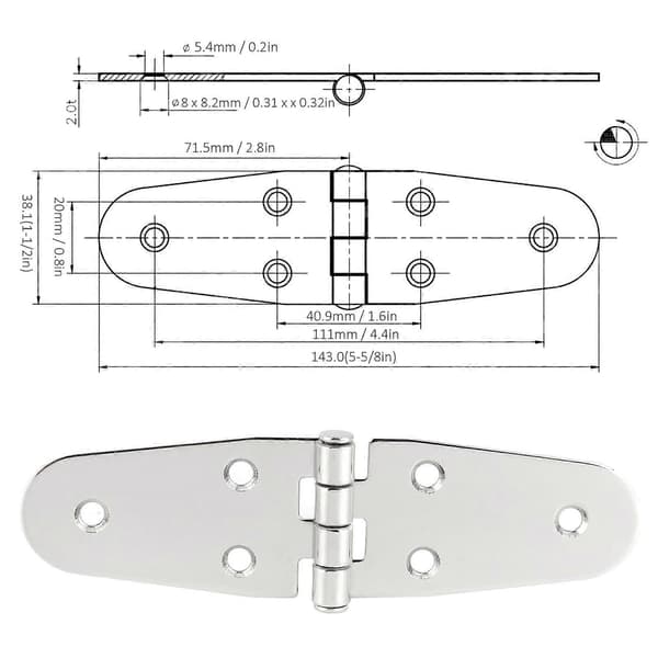 304 Rustfrit Stål Dørhængsel Multifunktionelt Hardware Tilbehør til Marine Yacht RV Luger