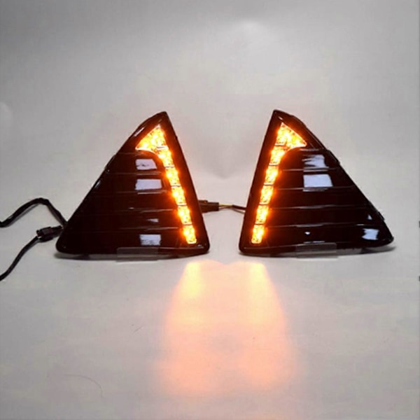 Bil Dagslys DRL LED Tåkelysdeksel med Gule Blinklysfunksjoner for Focus 3 MK3 2012-2015