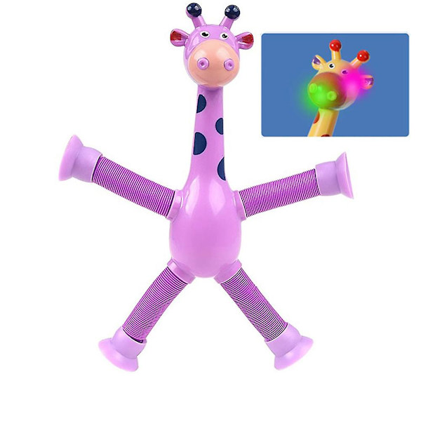 1/4 st Teleskopiska Sugpropp Giraff Leksaker Med Ljus, Pop Tubes Barn Sensoriska Fantasilekar Kreativa Lärleksaker Purple 1pcs