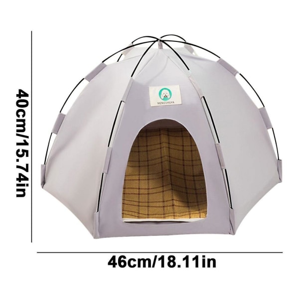 Hundcampingtält Tipitält för husdjur Hopfällbar katt tipi Andas kattsäng Grottkatt Lektält Sommar katthus för katter Hundar Gray M